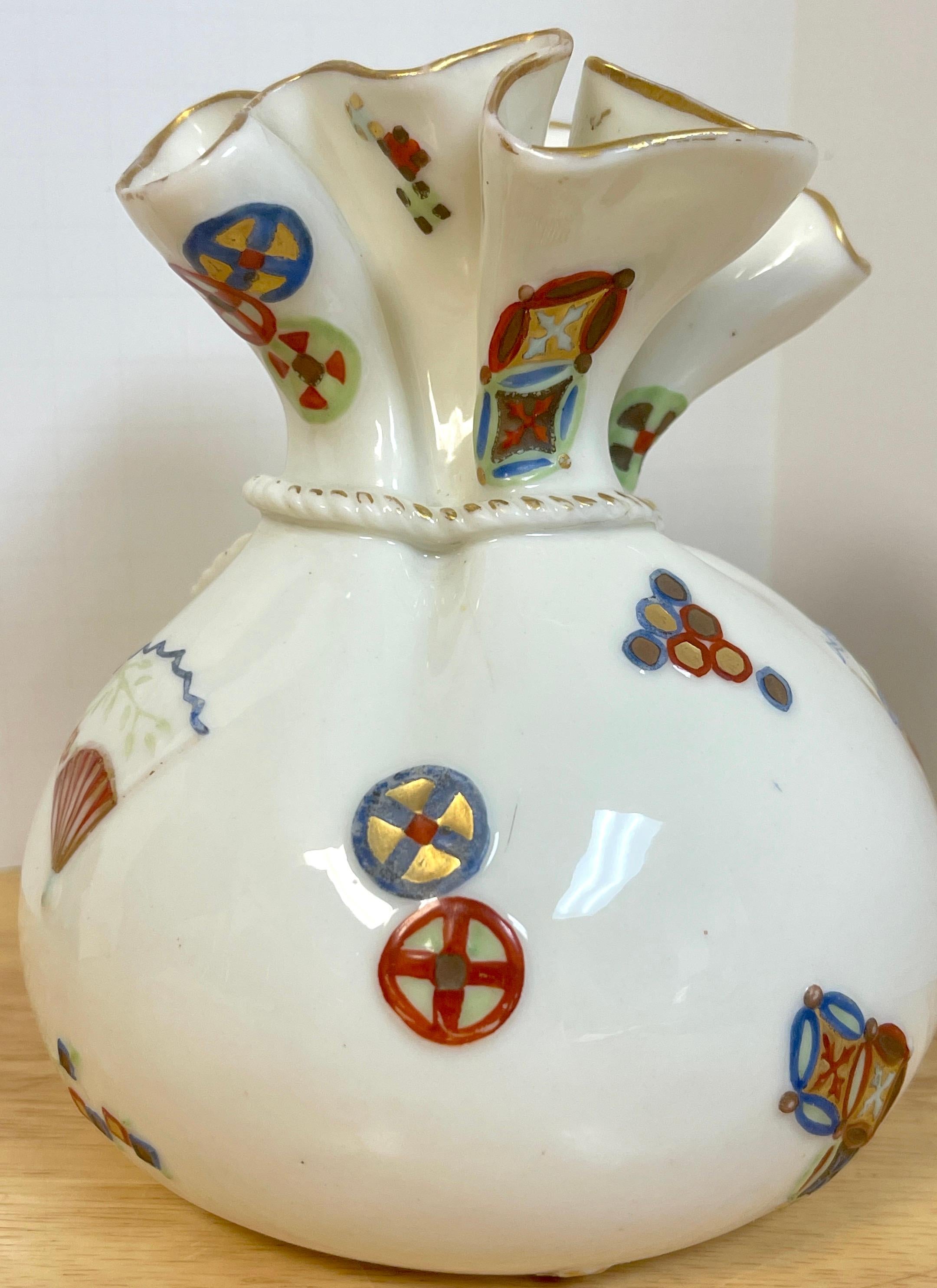 Gilt Royal Worcester Aesthetic / Japonisme Handkerchief Vase, 1876 For Sale