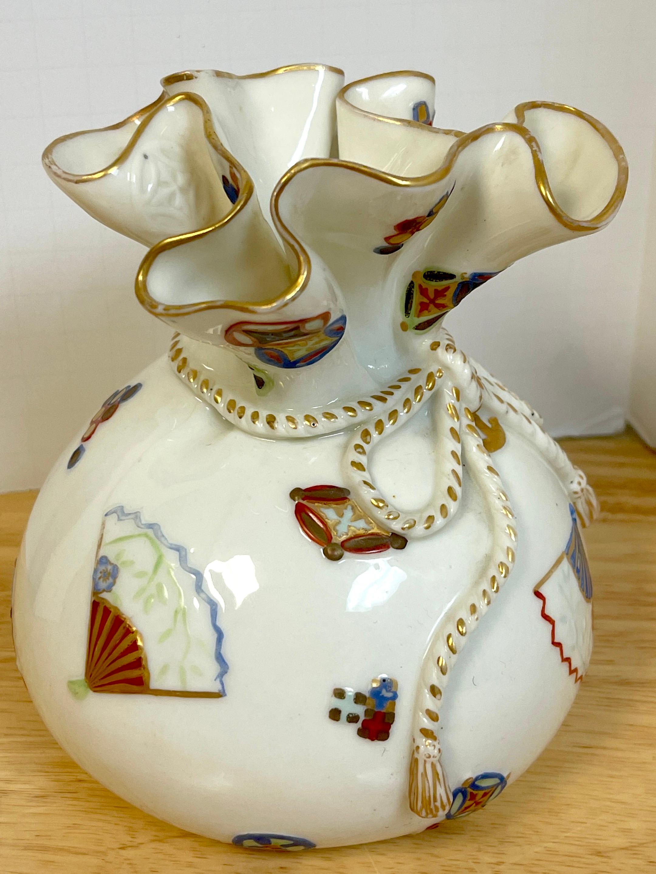 Late 19th Century Royal Worcester Aesthetic / Japonisme Handkerchief Vase, 1876 For Sale