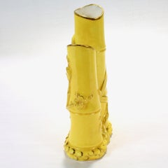 Royal Worcester Aesthetic Movement Bamboo Form Trompe L'oeil Porcelain Vase