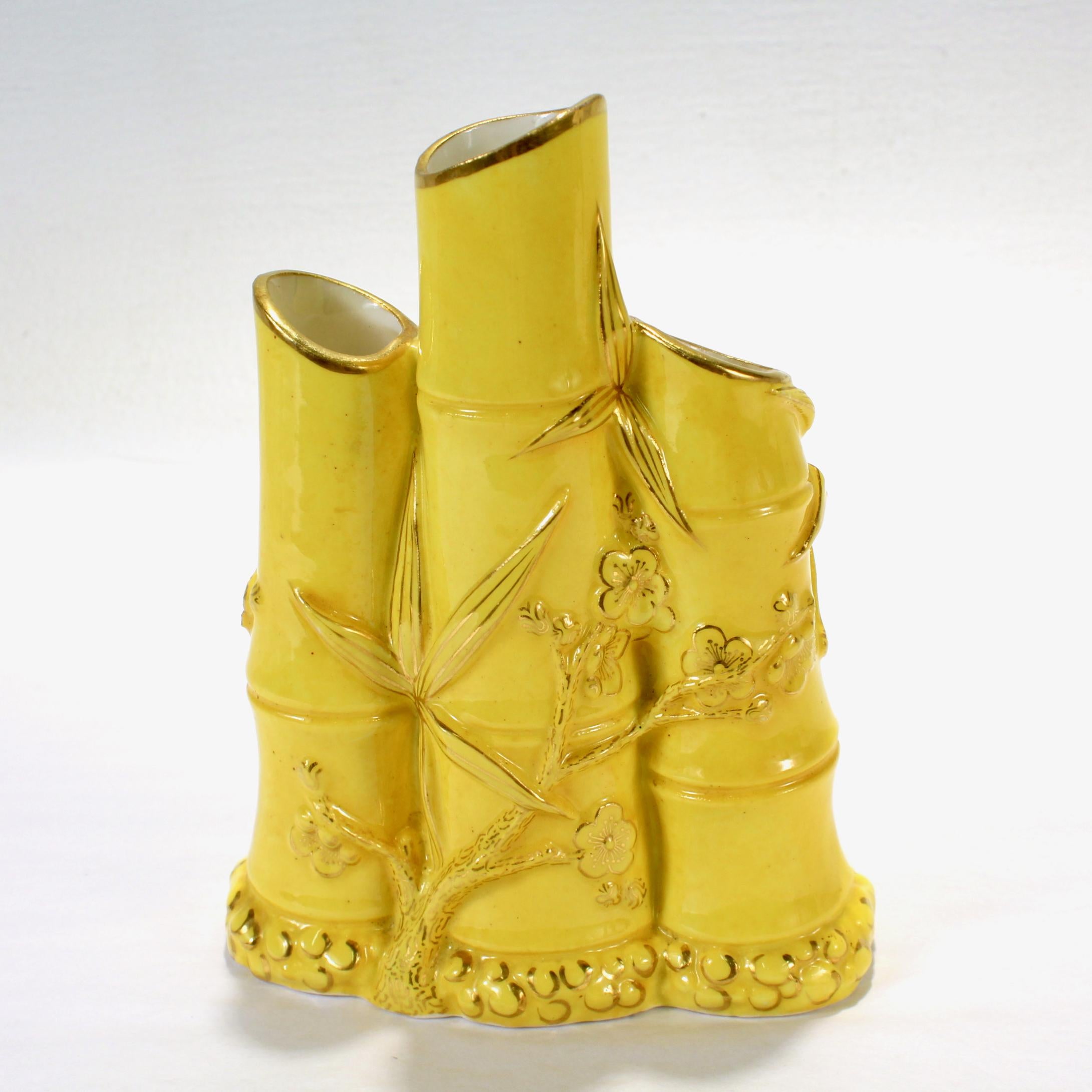 Mouvement esthétique Vase en porcelaine en forme de bambou en trompe-l'œil du mouvement esthétique Royal Worcester en vente