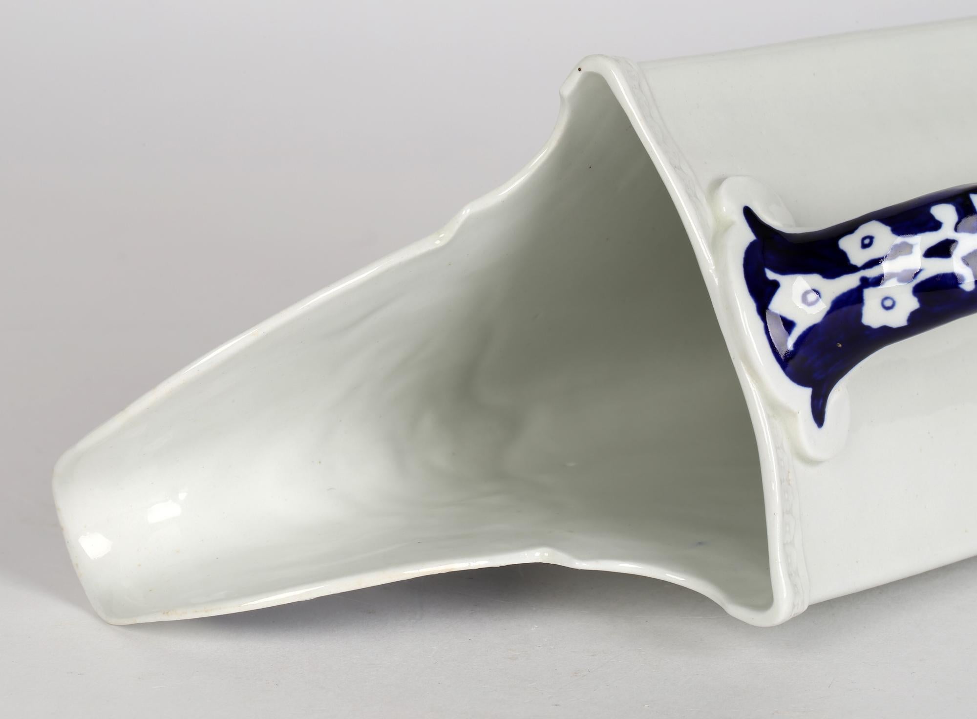 Late 19th Century Royal Worcester Aesthetic Movement Blue & White Triangular Jug For Sale