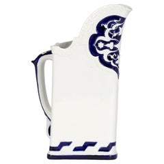 Royal Worcester Aesthetic Movement Blue & White Triangular Jug