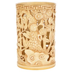 Royal Worcester Aesthetic Movement Pierced Oriental Blush Spill Vase