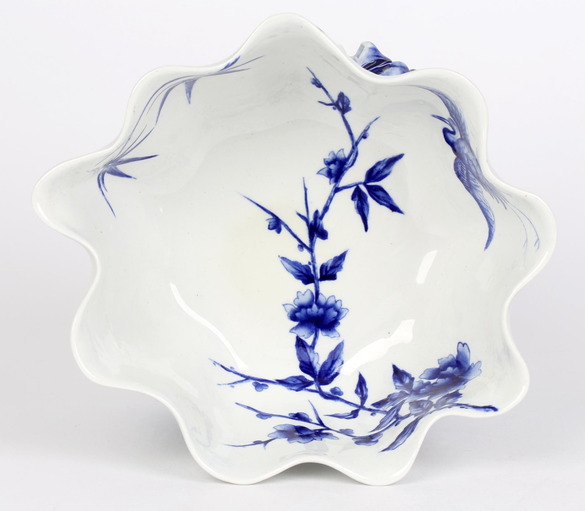 Royal Worcester Aesthetic Period Japonesque Style Porcelain Lotus Flower Bowl For Sale 1