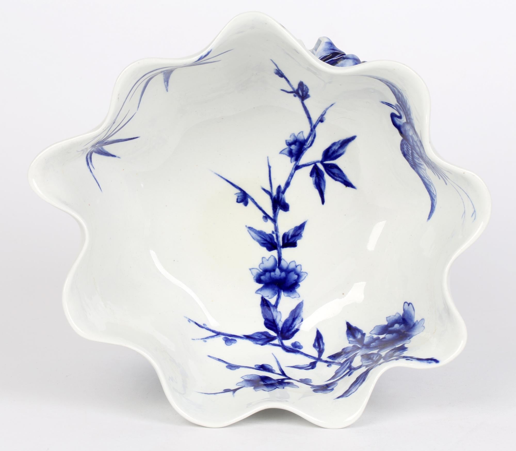 Late 19th Century Royal Worcester Aesthetic Period Japonesque Style Porcelain Lotus Flower Bowl For Sale