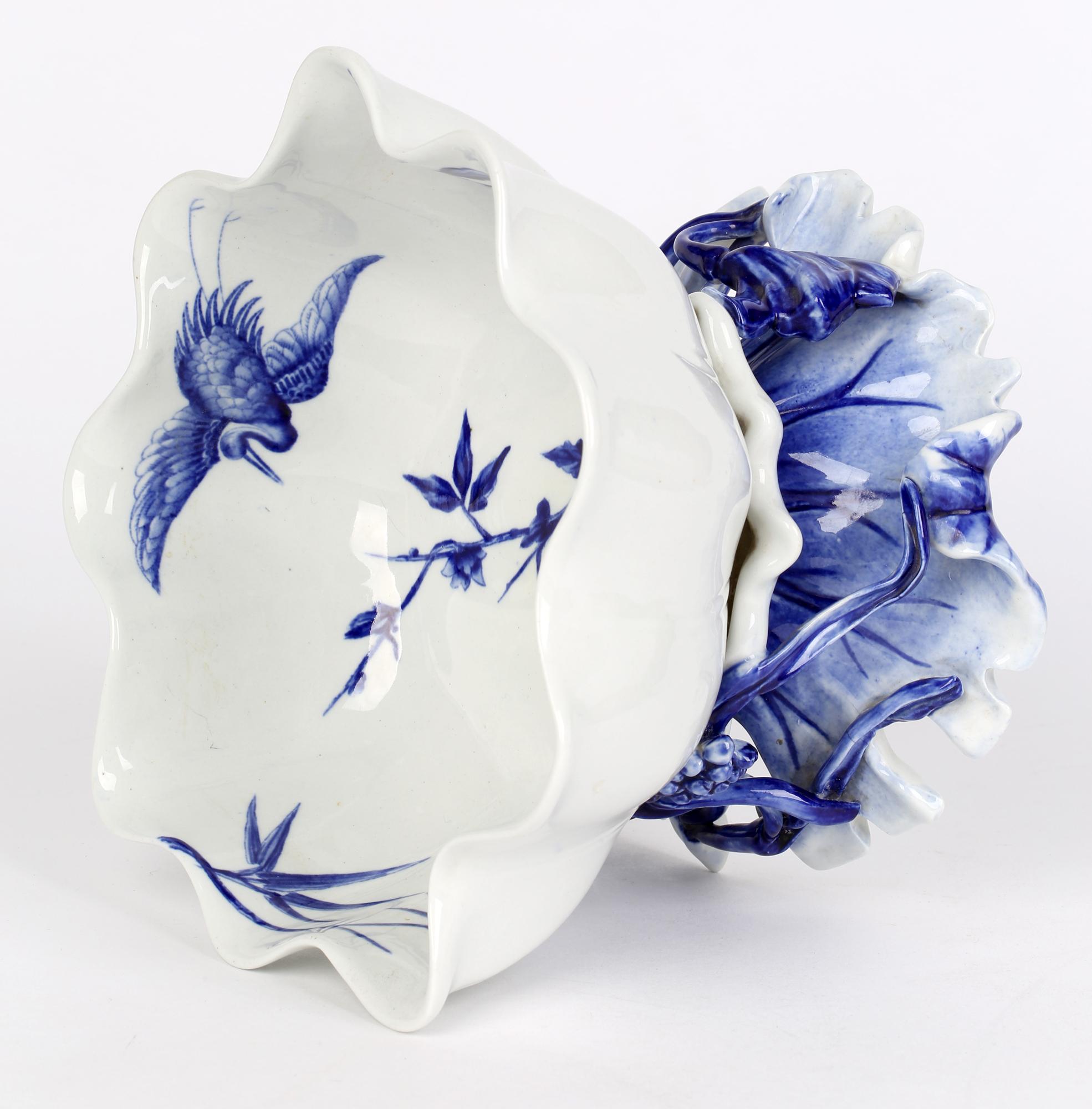 Royal Worcester Aesthetic Period Japonesque Style Porcelain Lotus Flower Bowl For Sale 3