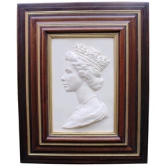 Royal Worcester Arnold Machin Framed Plaque of Queen Elizabeth II