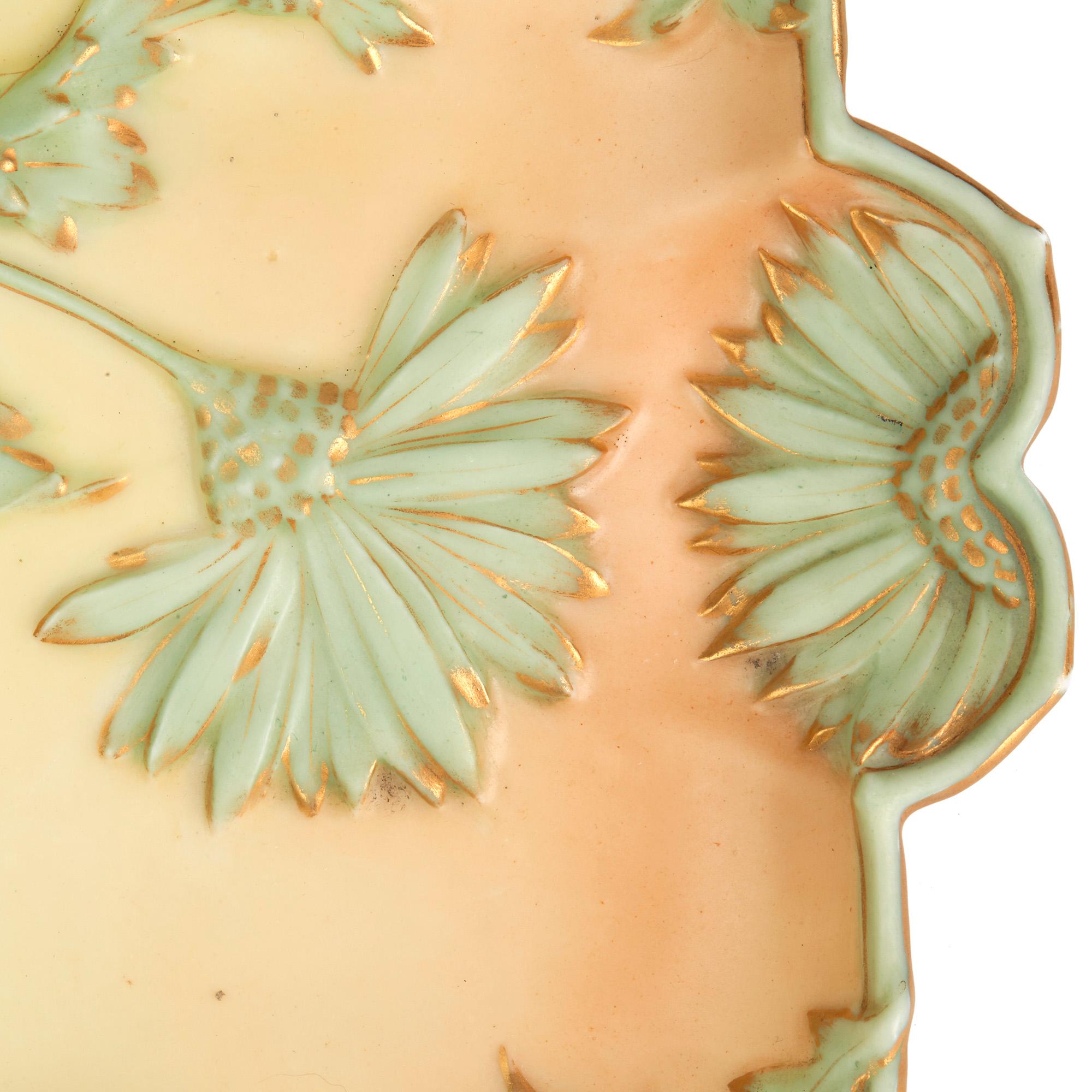 Hand-Painted Royal Worcester Art Nouveau Blush Porcelain Desk Stand Dated 1894 For Sale