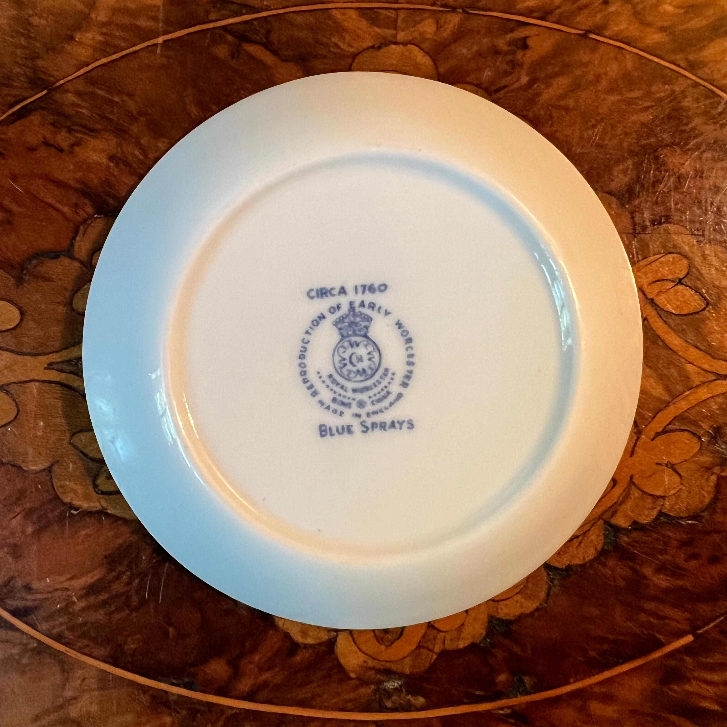 Porcelain Royal Worcester Blue Sprays Small Dish For Sale