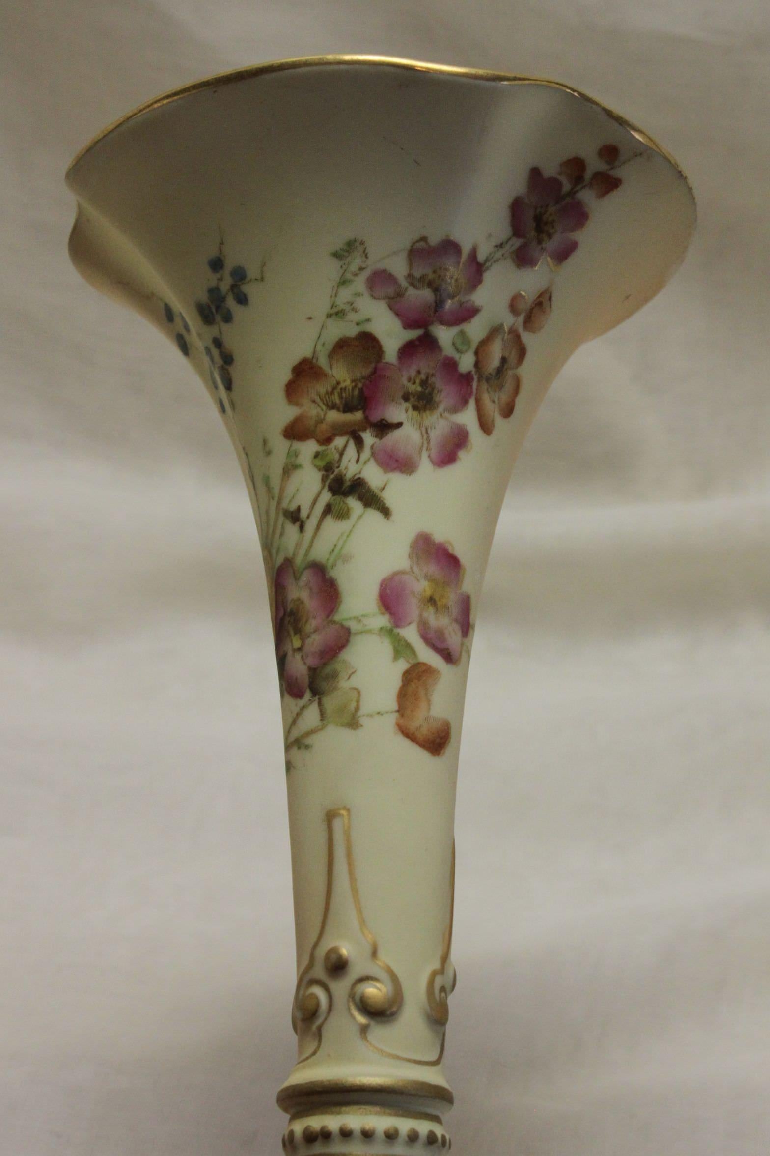 Late Victorian Royal Worcester Blush Ivory Flower Holder For Sale