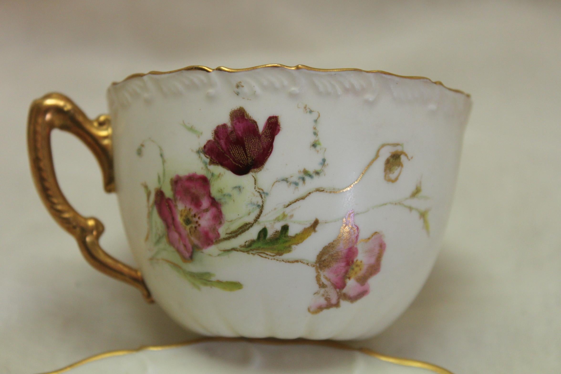Late Victorian Royal Worcester Blush Ivory Part Teaset For Sale