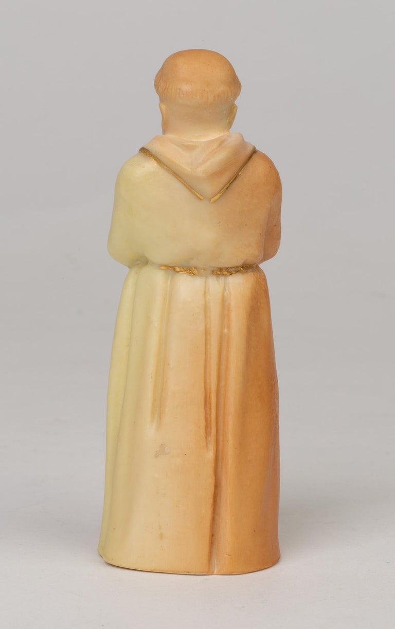 Royal Worcester Blush Ivory Porcelain Monk Candle Snuffer, 1904 For