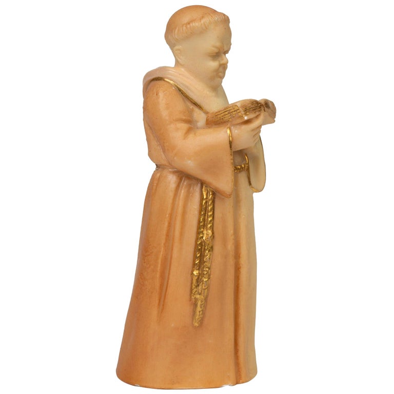 Royal Worcester Blush Ivory Porcelain Monk Candle Snuffer, 1904 For