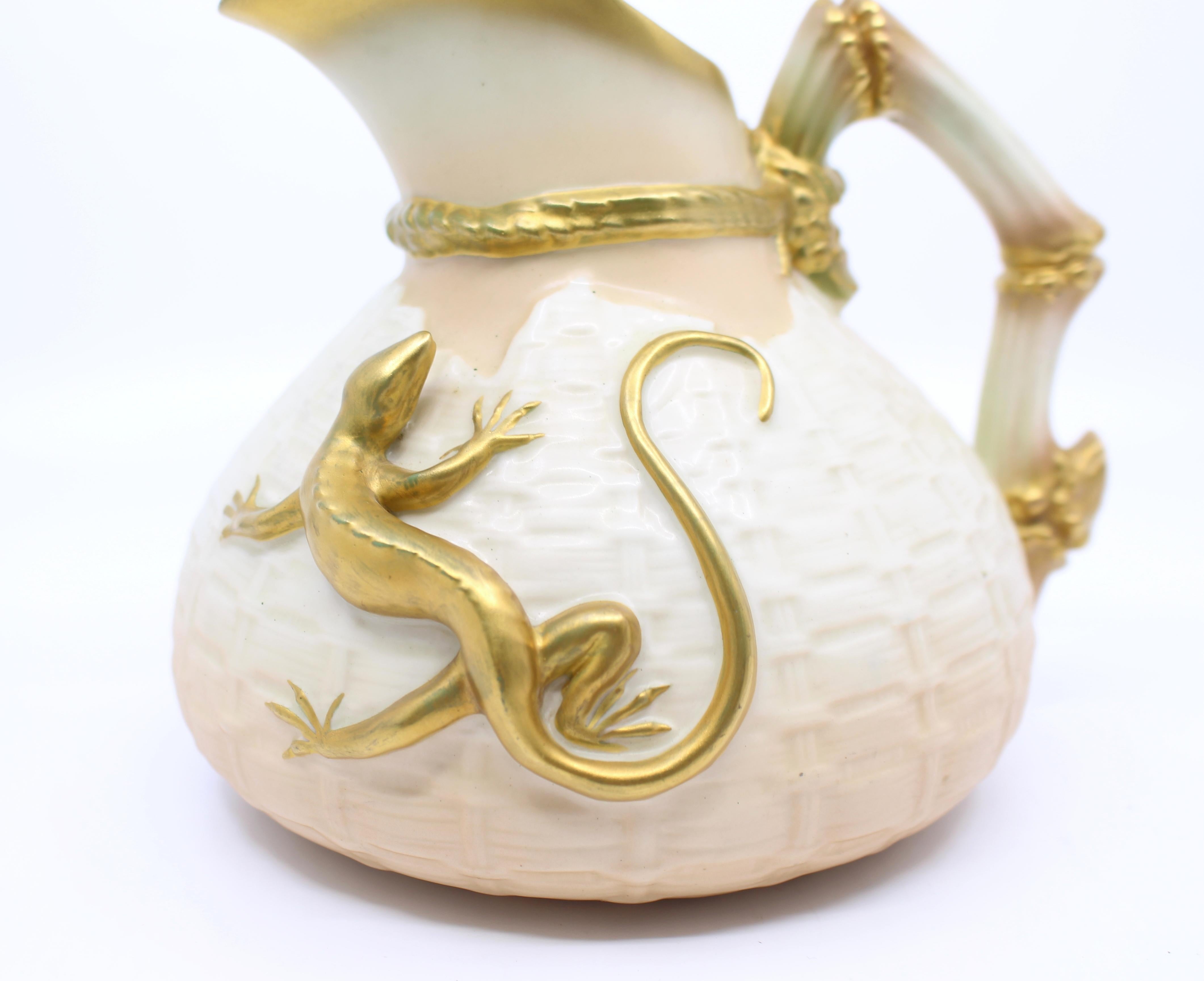 Royal Worcester Blush Pattern 1714 Lizard Jug, 1930 For Sale 1