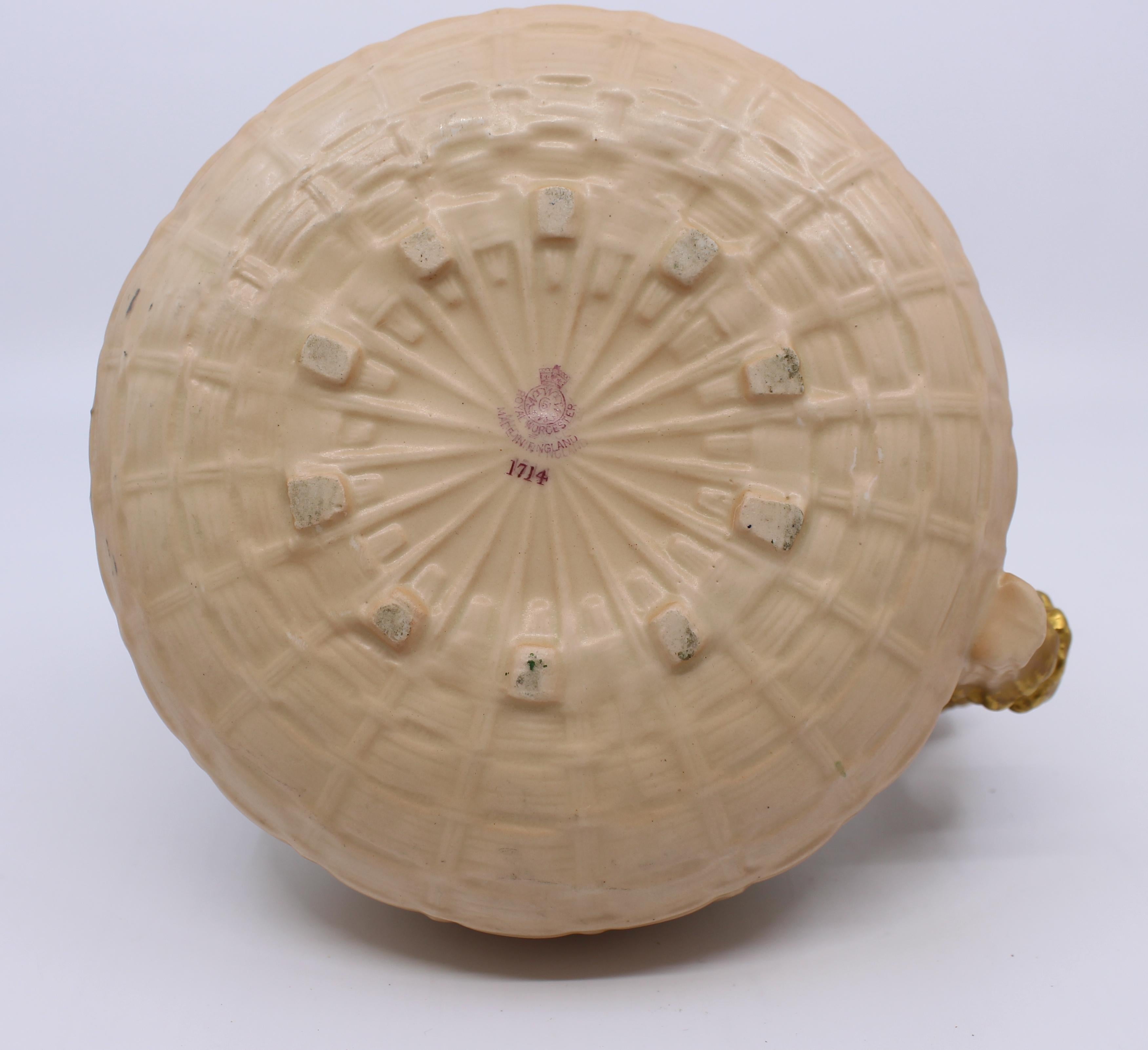 Royal Worcester Blush Pattern 1714 Lizard Jug, 1930 For Sale 3