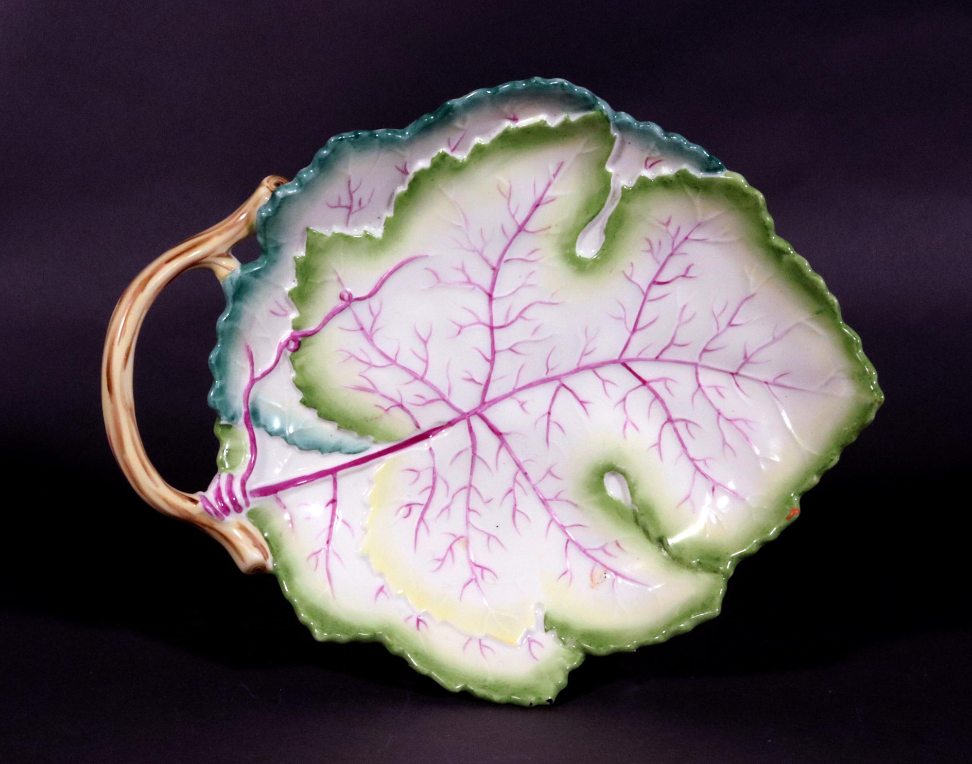 Georgian Royal Worcester Bone China Porcelain Leaf-shaped Dishes, Pattern 3628