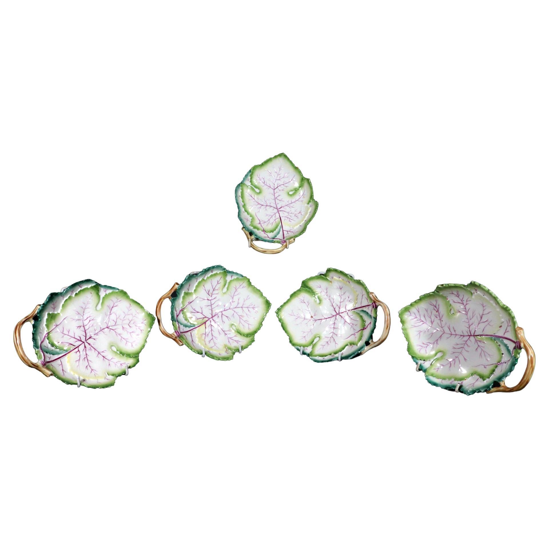 Royal Worcester Bone China Porcelain Leaf-shaped Dishes, Pattern 3628 For Sale