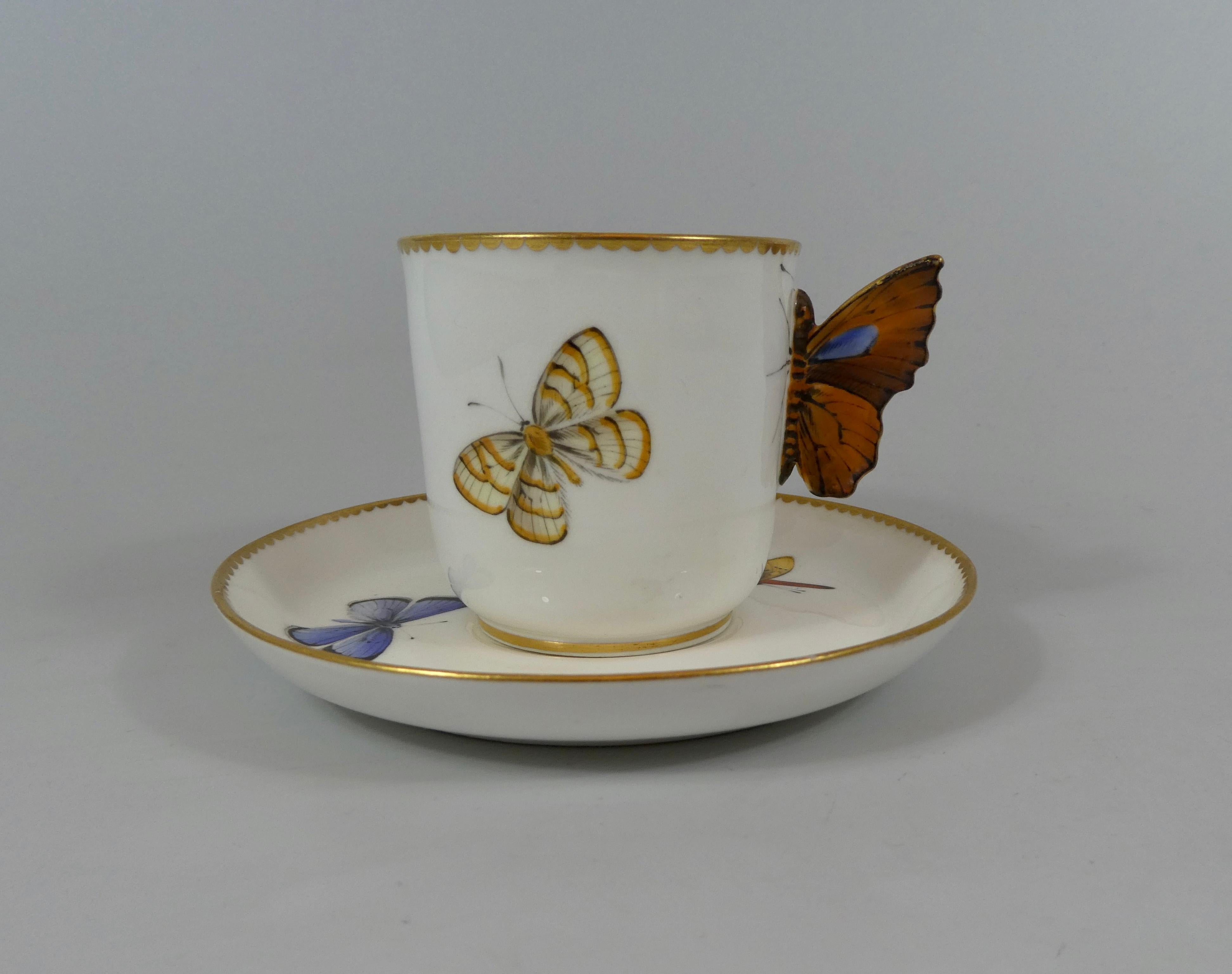 Victorian Royal Worcester ‘Butterfly’ Cup and Saucer, Dated 1880