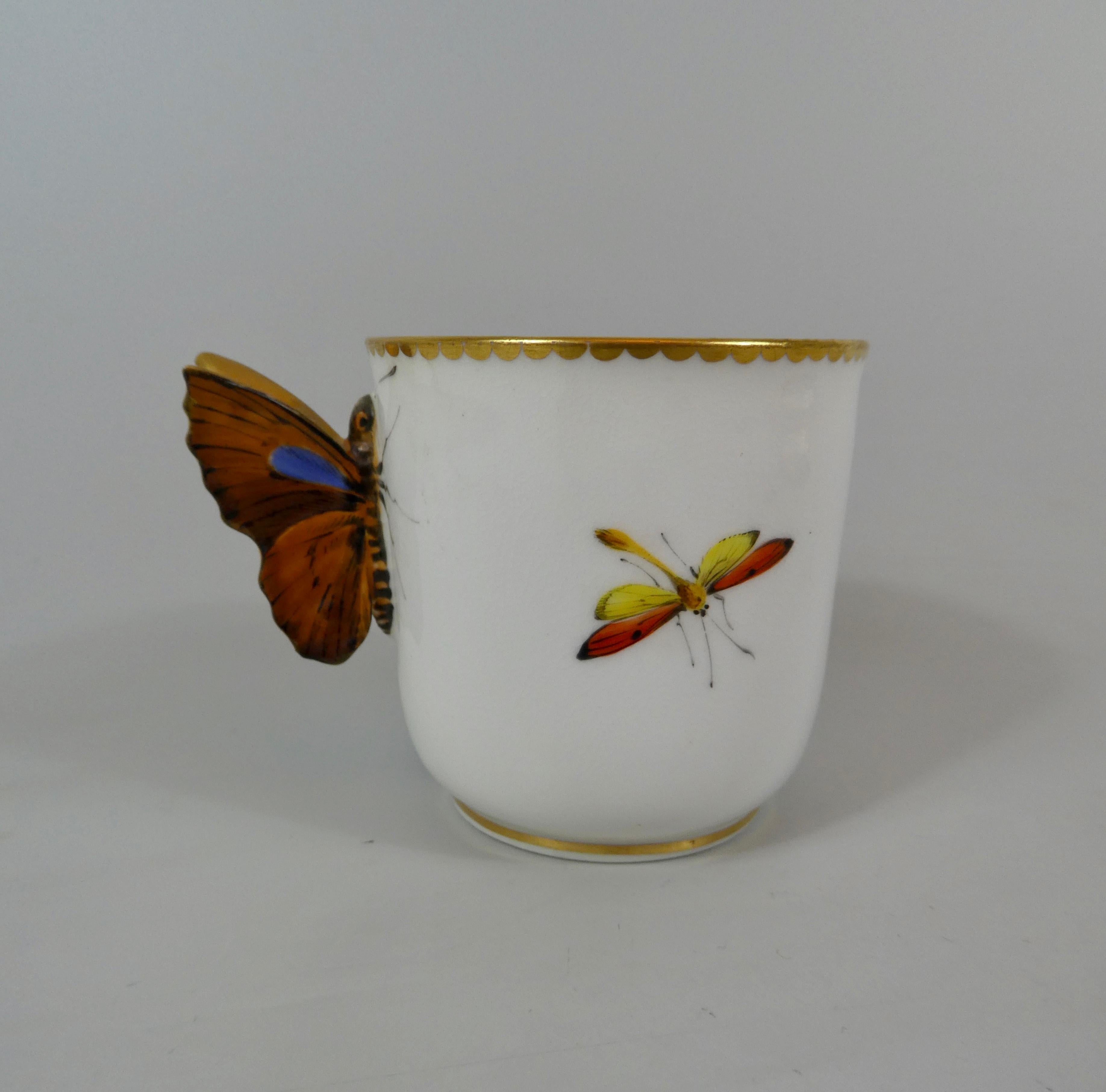 Late 19th Century Royal Worcester ‘Butterfly’ Cup and Saucer, Dated 1880