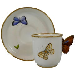 Antique Royal Worcester ‘Butterfly’ Cup and Saucer, Dated 1880