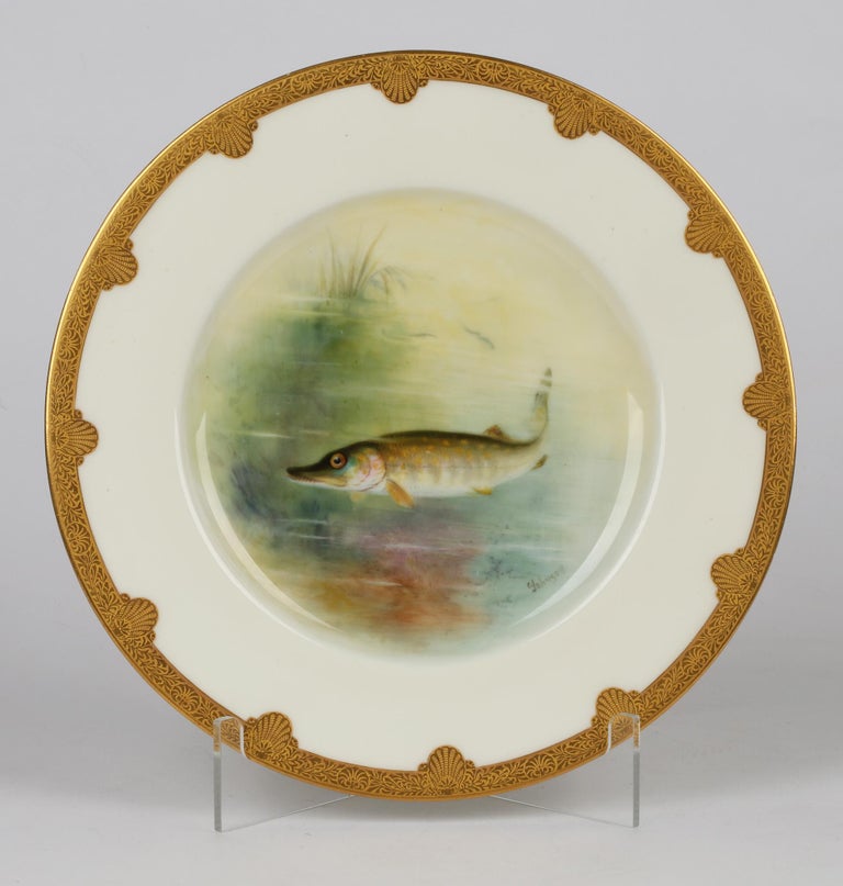 Royal Worcester Cabinet Plate Painted with a Pike by George B 