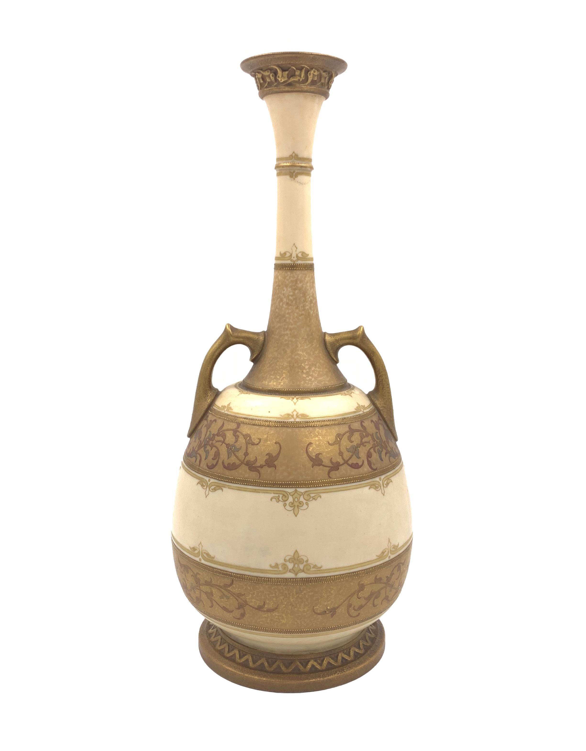 English Royal Worcester Ceramic Vase, Late 19th Century