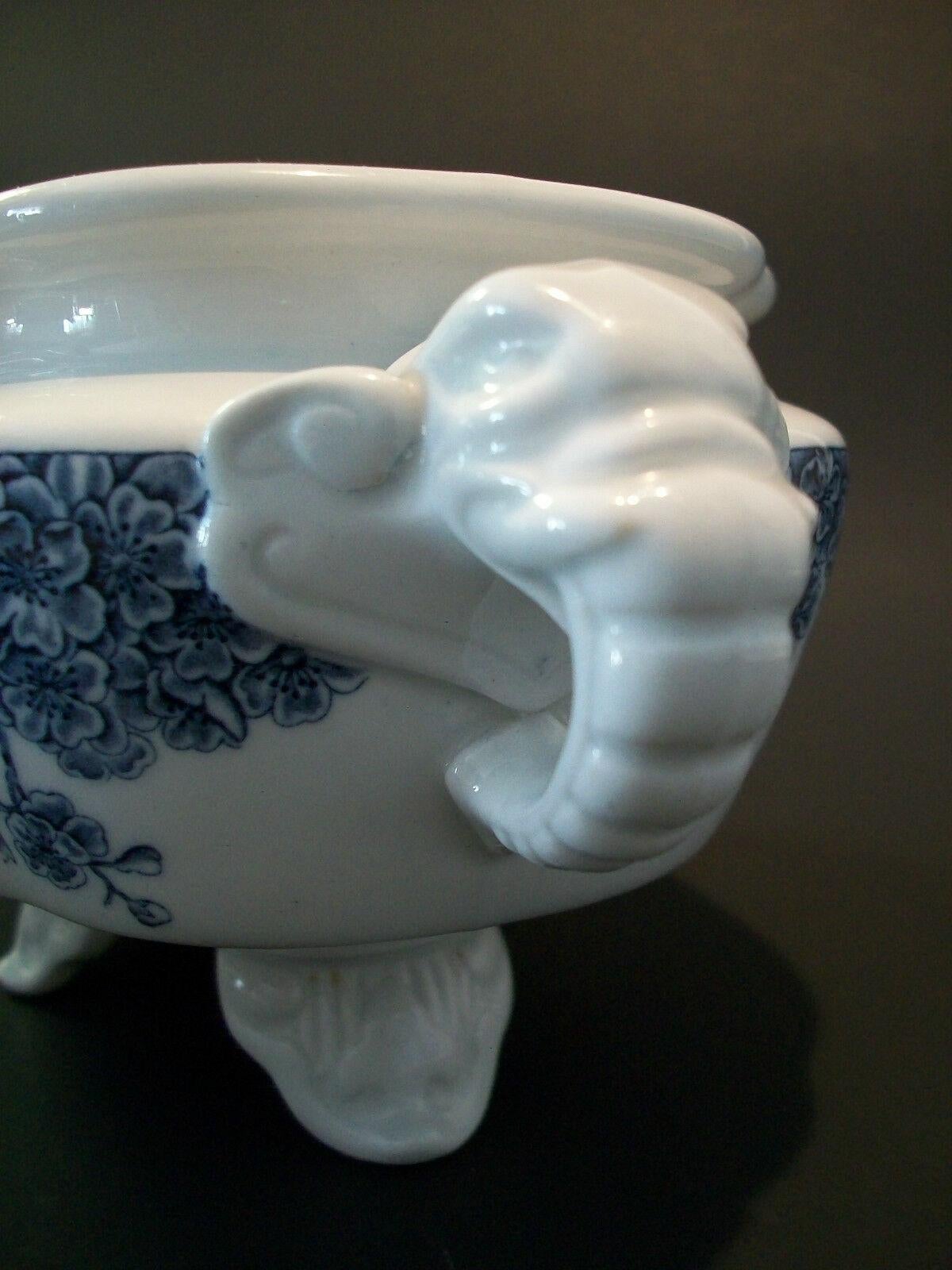 Glazed Royal Worcester, DR. CHR. Dresser, Elephant Handled Tureen, U.K., circa 1888 For Sale