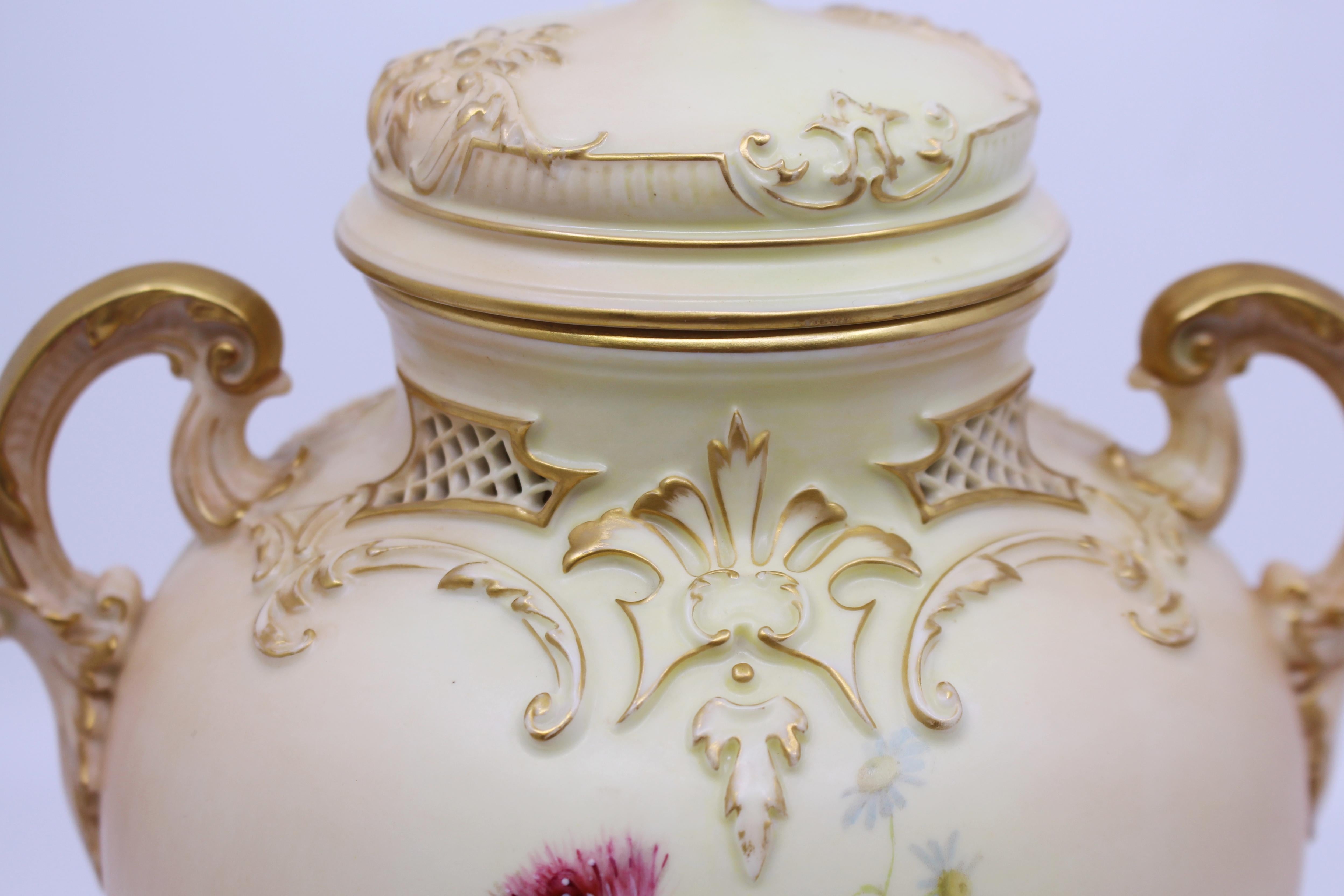 Royal Worcester Edward Raby Two Handled Vase and Cover, 1896 For Sale 6