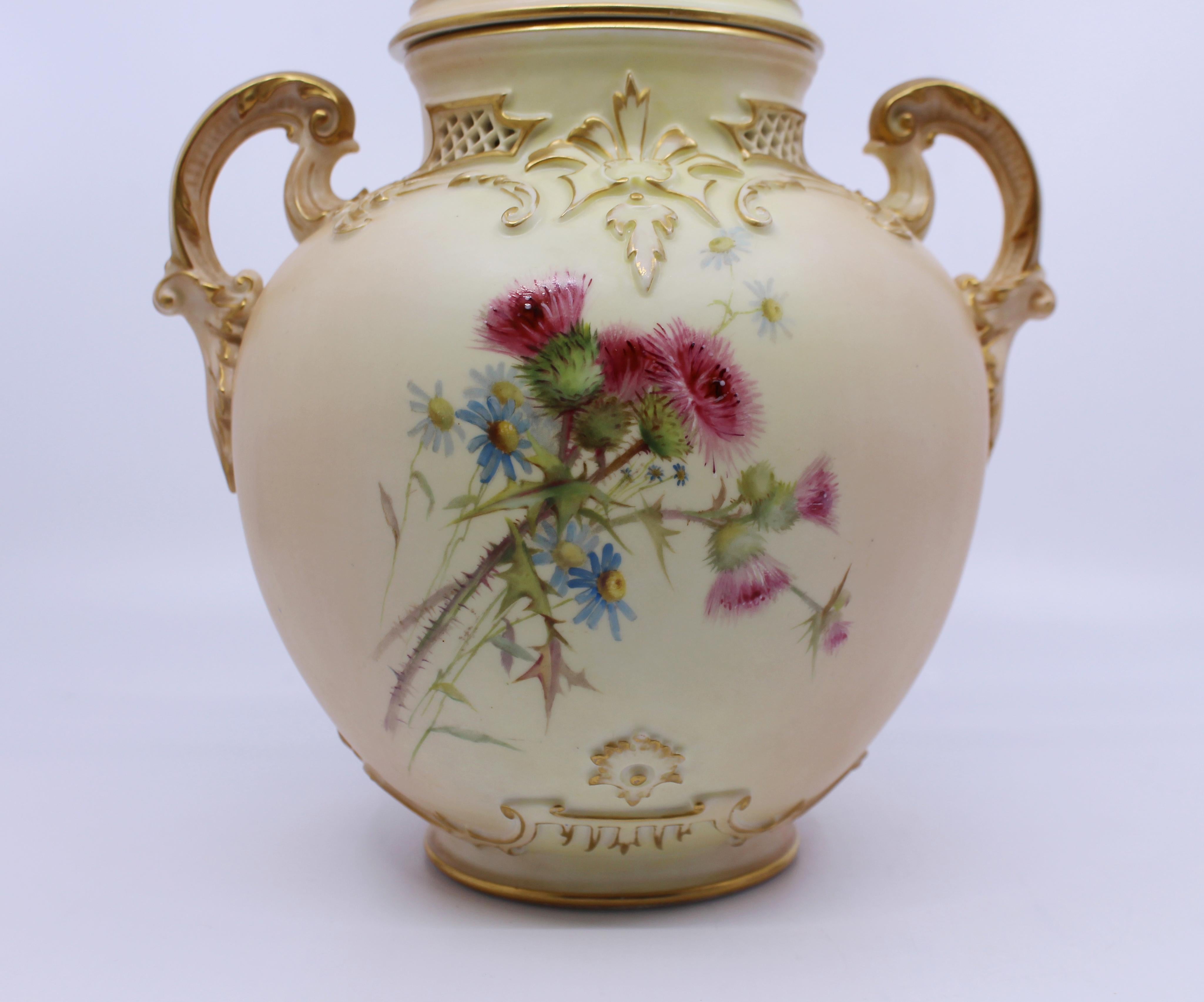 Royal Worcester Edward Raby Two Handled Vase and Cover, 1896 For Sale 9