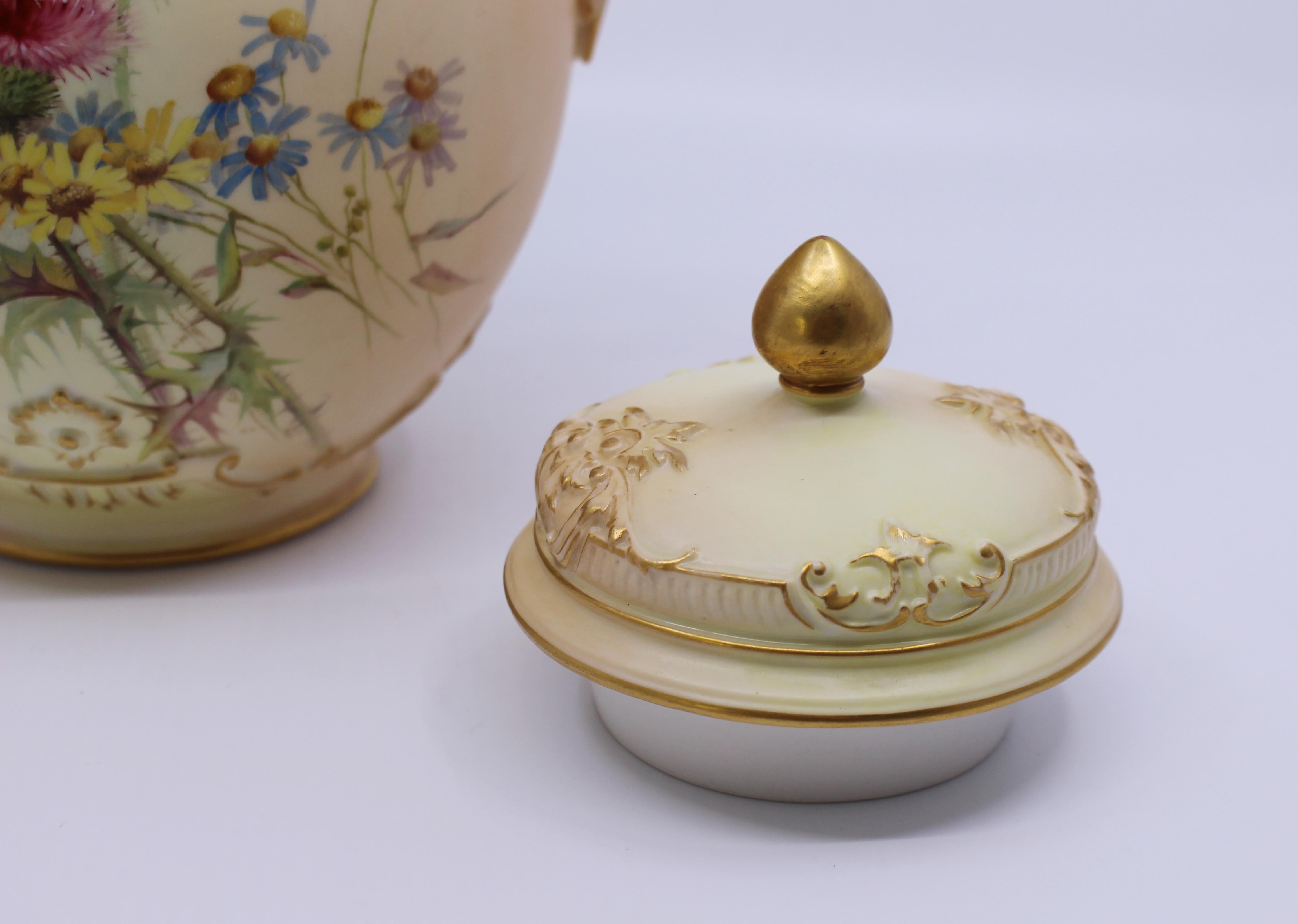 Royal Worcester Edward Raby Two Handled Vase and Cover, 1896 For Sale 12
