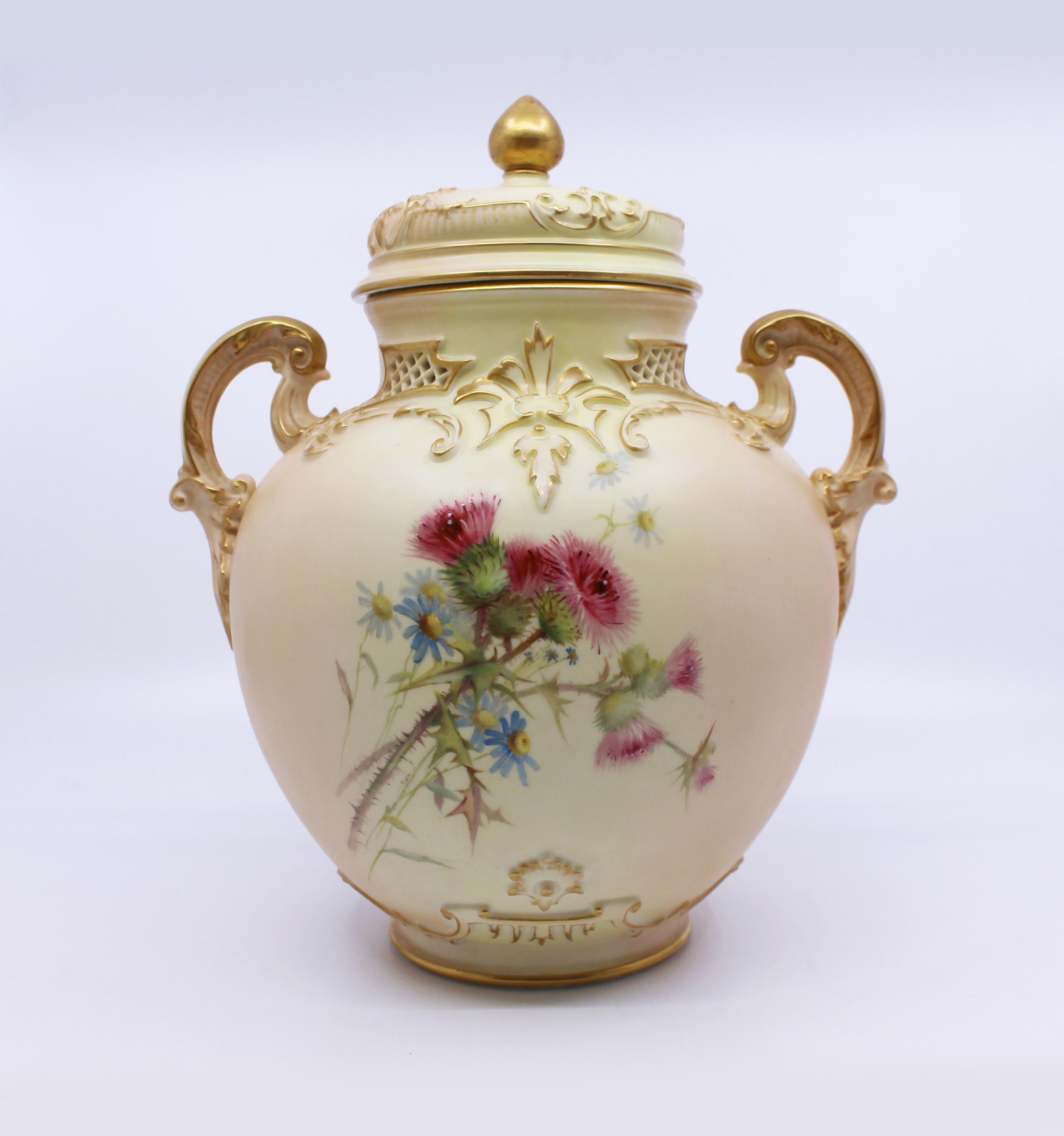 Royal Worcester Edward Raby Two Handled Vase and Cover, 1896 For Sale 1