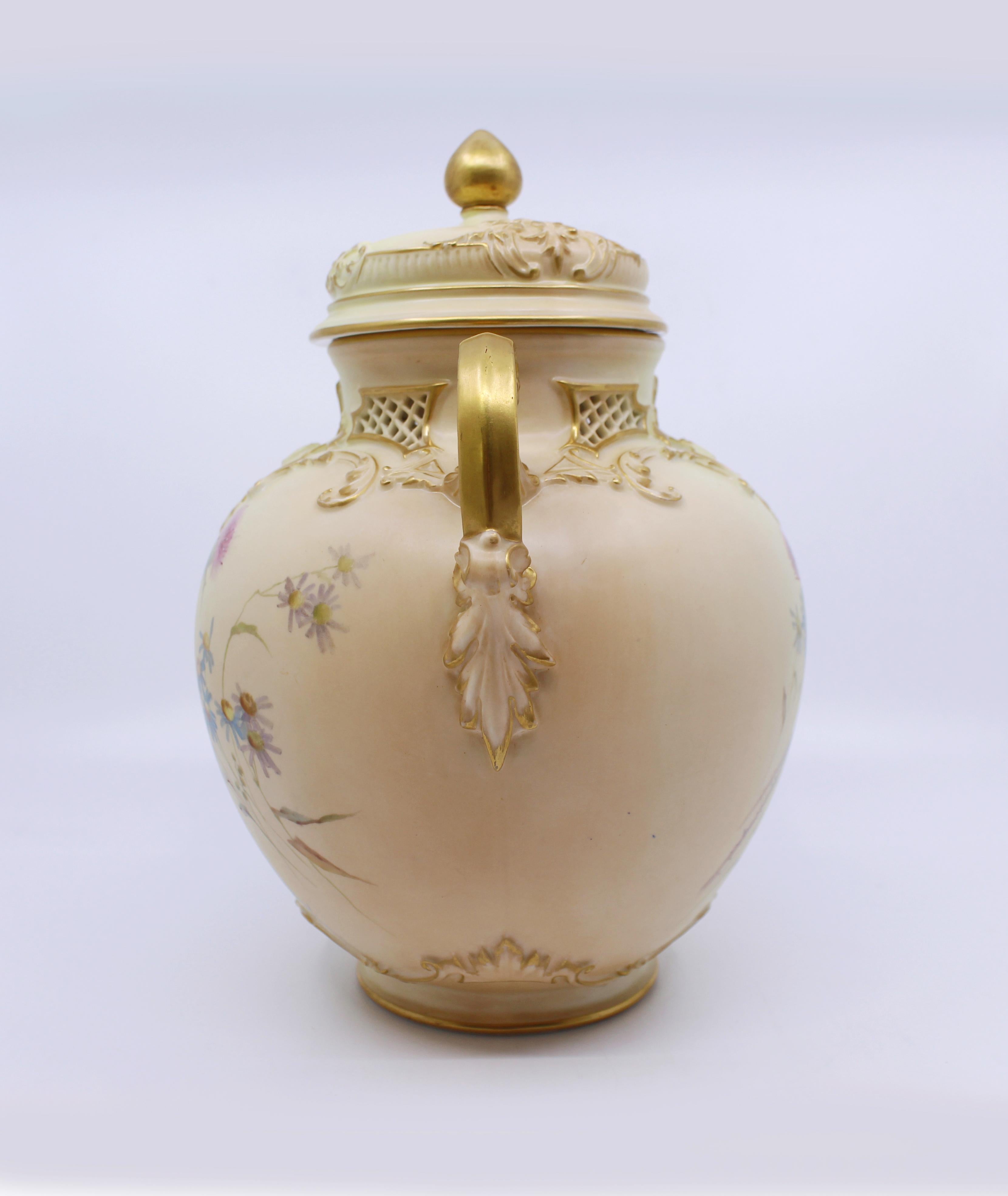 Royal Worcester Edward Raby Two Handled Vase and Cover, 1896 For Sale 3
