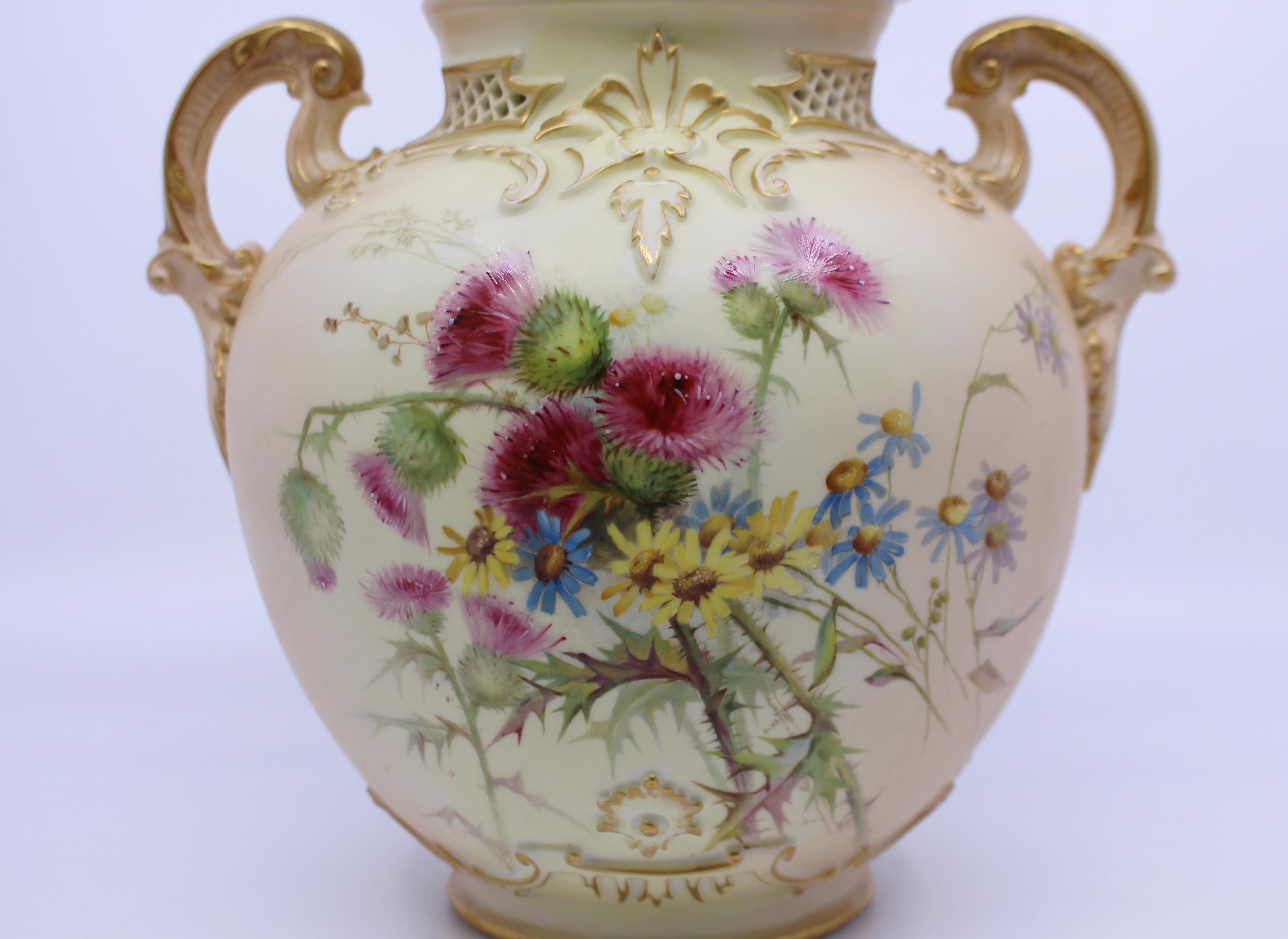 Royal Worcester Edward Raby Two Handled Vase and Cover, 1896 For Sale 4