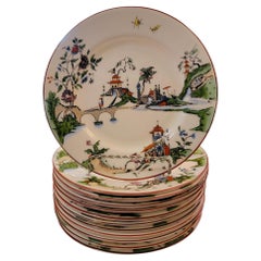Royal Worcester England Chinoiserie Dinner Plates Set of 12