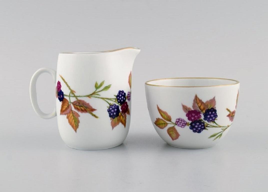 Late 20th Century Royal Worcester, England, Coffee Cups & Saucers, Sugar Bowl, Cream Jug For Sale
