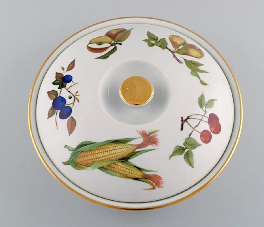 Anglais Soupière à couvercle Evesham en porcelaine avec fruits de Royal Worcester, Angleterre en vente