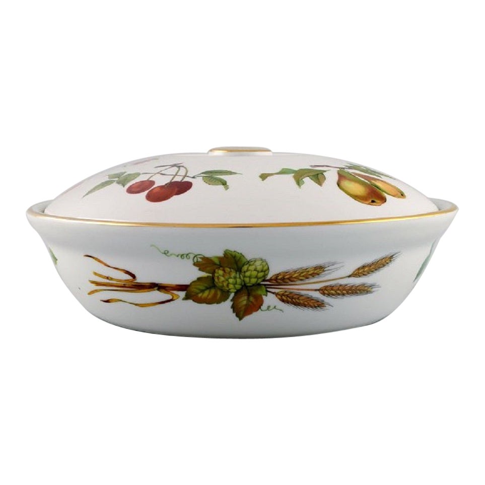 Soupière à couvercle Evesham en porcelaine avec fruits de Royal Worcester, Angleterre