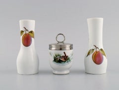 Royal Worcester, England. Evesham mustard jar and salt / pepper shakers.