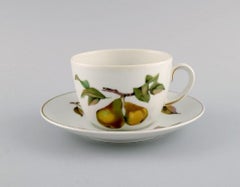 Royal Worcester, England. Evesham Porcelain Cup with Sugar Bowl and Cream Jug