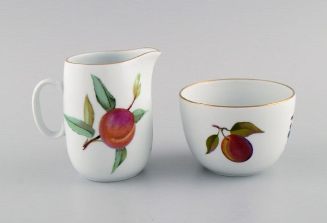 English Royal Worcester, England. Evesham Porcelain Cup with Sugar Bowl and Cream Jug For Sale