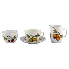 Royal Worcester, England. Evesham Porcelain Cup with Sugar Bowl and Cream Jug