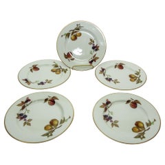 Royal Worcester England Five Evesham Fruit Design Porcelain Lunch Plates