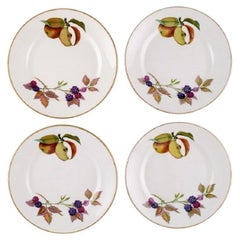 Royal Worcester, England, Four Evesham Plates in Porcelain, 1960s