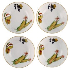Vintage Royal Worcester, England, Four Evesham Porcelain Bowls Decorated with Fruits