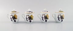 Royal Worcester, England, Four Evesham Porcelain Cream Cups, 1960s