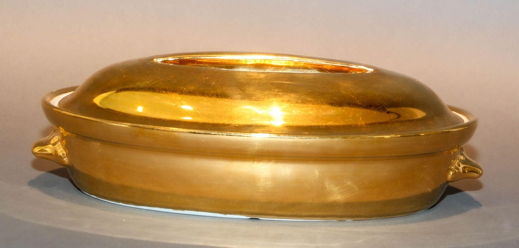 Soupière à couvercle ovale en or lustré Royal Worster, Angleterre en vente 5