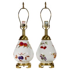 Paire de lampes de table en porcelaine Evesham, Royal Worcester, Angleterre