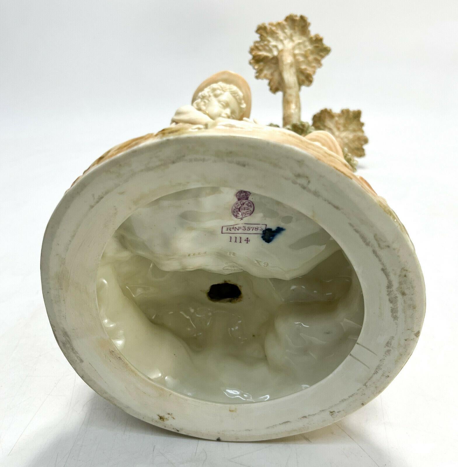 Royal Worcester England Porcelain Figural Candelabra by Hadley, 1886 4