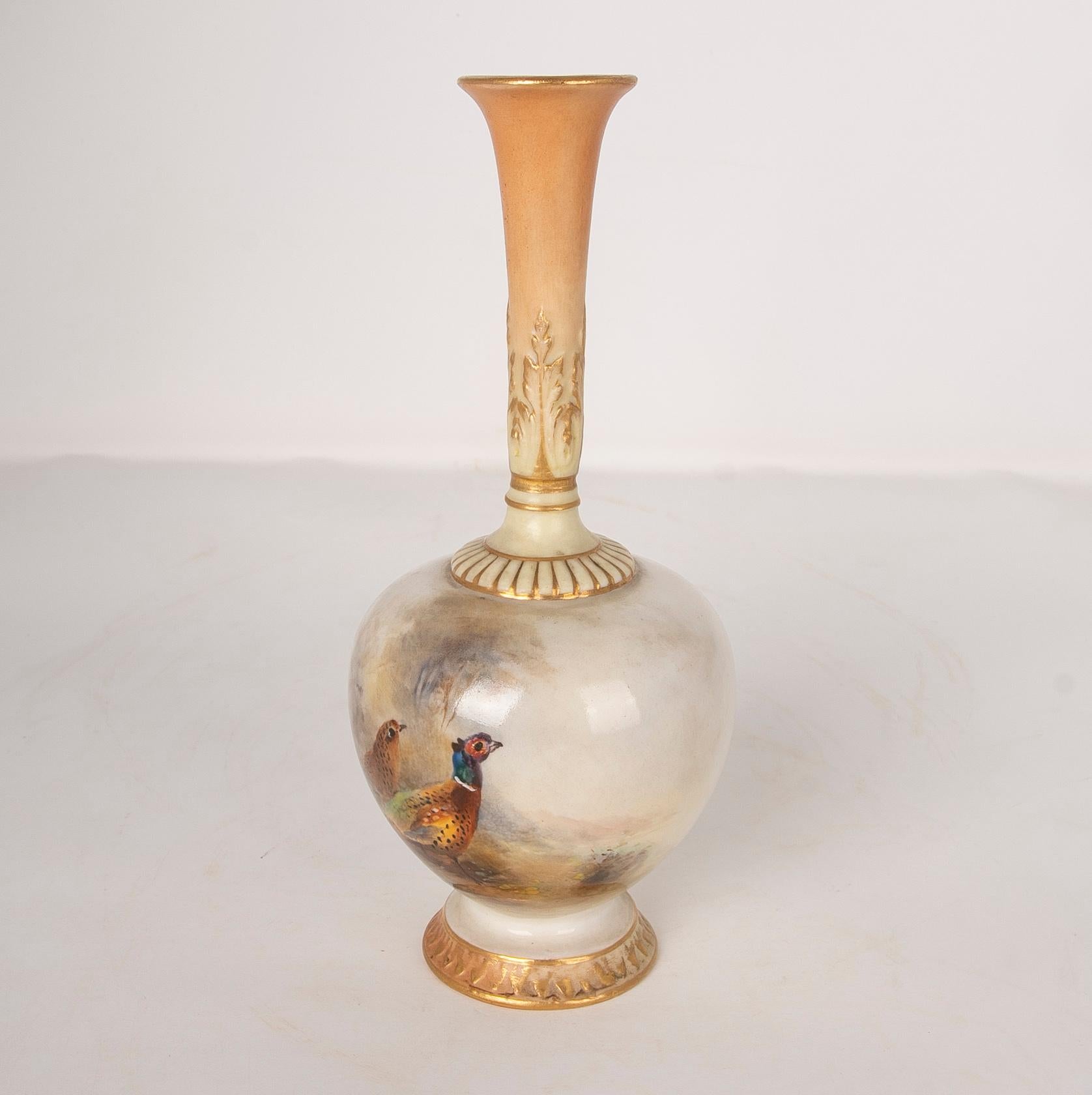 English Royal Worcester England Signed Small Porcelain Vase  For Sale