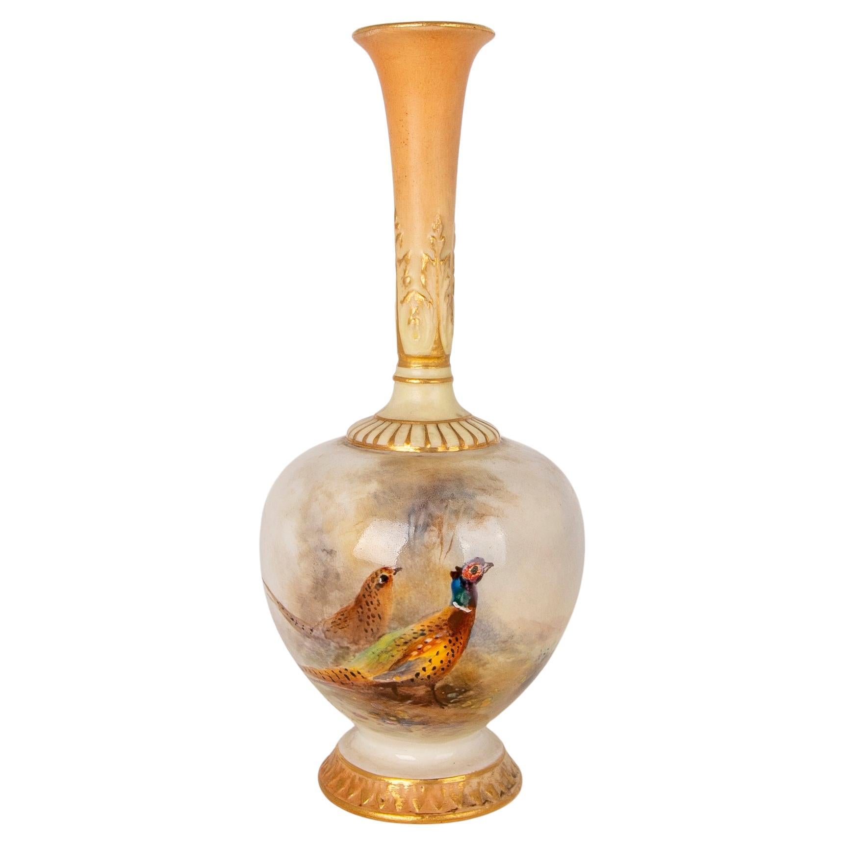 Royal Worcester England Signed Small Porcelain Vase  For Sale